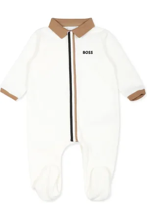 HUGO BOSS Logo embroidered striped babygrow