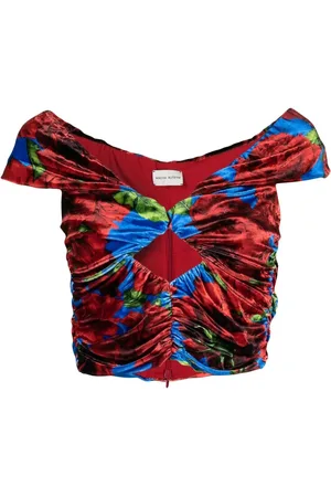 MAGDA BUTRYM Floral-print velvet top