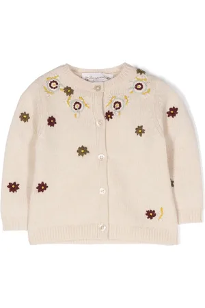 BONPOINT Floral-embroidered knitted cardigan