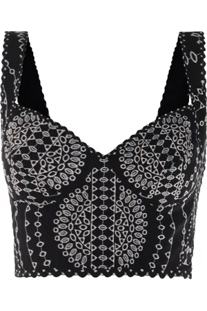 CHARO RUIZ IBIZA Goldie scalloped-hem embroidered crop top