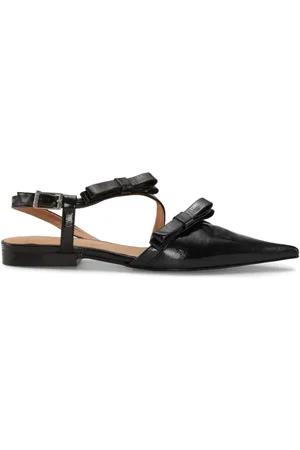 Ganni Bow-detail slingback ballerina shoes