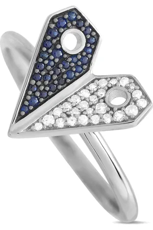 LB Exclusive 14K white gold Heart diamond and sapphire ring
