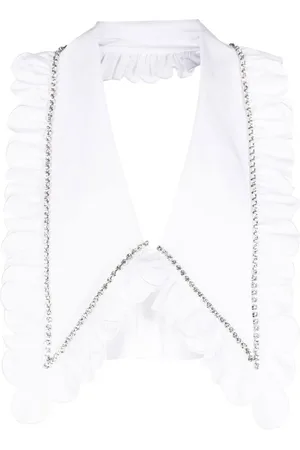 AREA Crystal-embellished cropped top