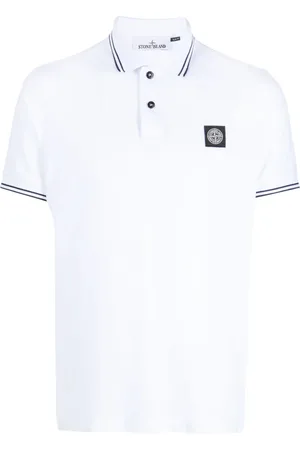 Stone Island Stripe-trim piqué polo shirt