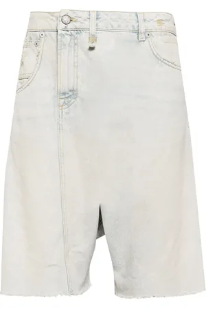R13 Twister asymmetric denim shorts