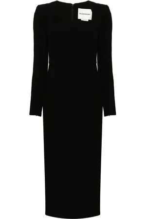 Roland Mouret Curved-neckline wool midi dress