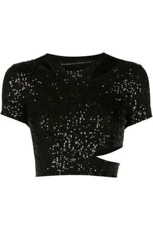 Gloria Coelho Sequin-embellished cropped top