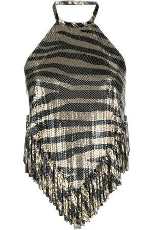 Paco rabanne Metallic-effect zebra-print top