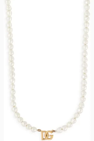 Dolce & Gabbana Logo-pendant faux-pearl necklace