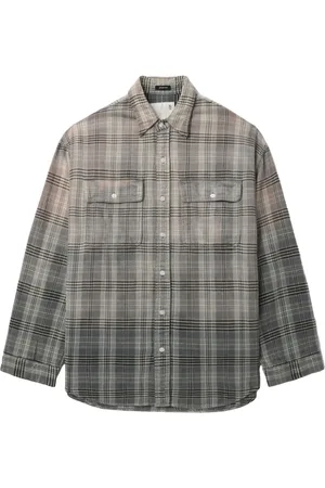 R13 Gradient-check cotton shirt