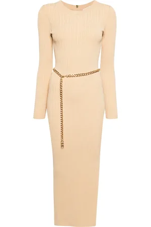 Michael Kors Chain-belt ribbed-knit midi dress