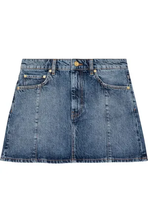 Ganni Rhinestone-logo denim miniskirt
