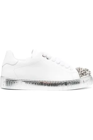 Philipp Plein Crystal-embellished lace-up leather sneakers