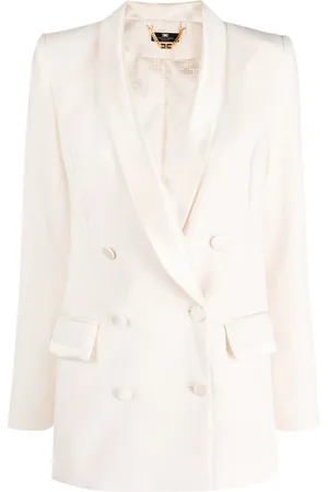 Elisabetta Franchi Double-breasted satin-trim blazer