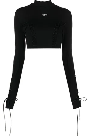 OFF-WHITE Lace-up logo crop top