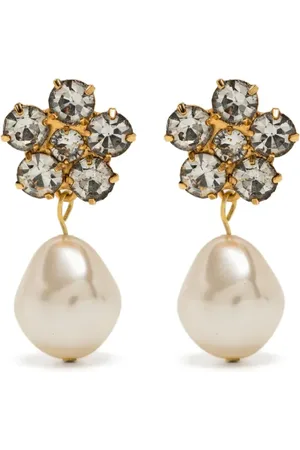 Jennifer Behr Floral crystal-embellished drop earrings