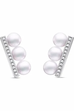 Tasaki 18kt white gold Collection Line Balance Neo Akoya pearl and diamond earrings