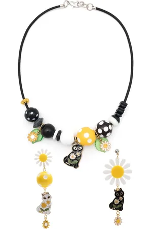 AMIR SLAMA Cat-charm necklace earrings set