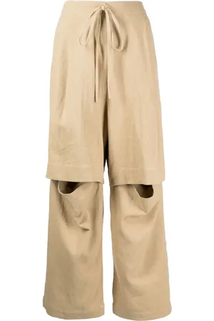 Lauren Manoogian Textured split linen-cotton track pants