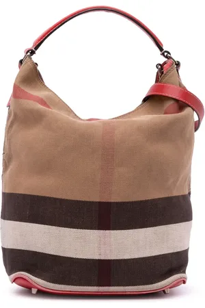 Burberry 2000-2017 Medium Mega Check Canvas Ashby Bucket Bag satchel