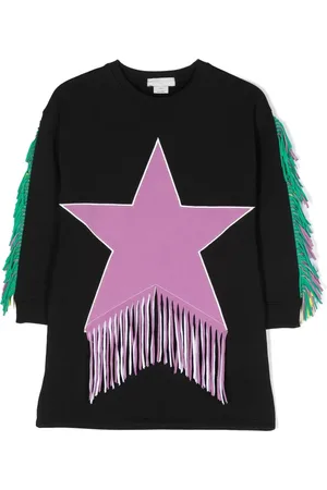 Stella McCartney Fringed star-patch sweater dress