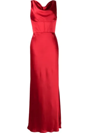Amsale Cowl-neck satin corset gown