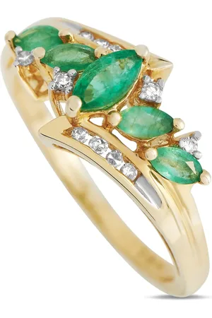 LB Exclusive 14kt yellow diamond and emerald ring