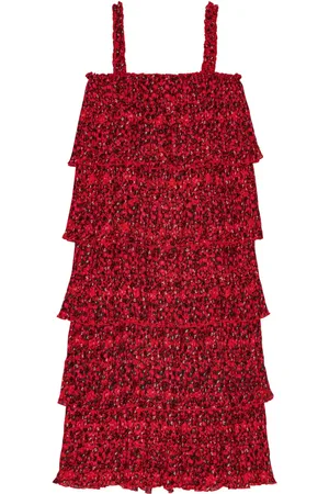 Ganni Floral-print pleated midi dress