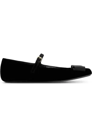 Giambattista Valli Bow-embellished velvet ballerina shoes
