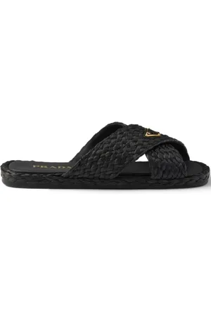 Prada Criss-cross raffia slides