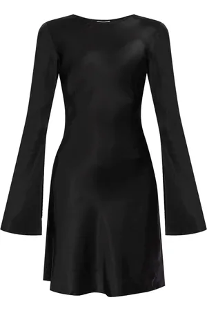 Ganni Flared-sleeve satin mini dress