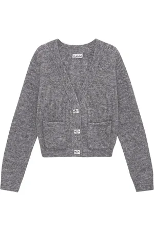 Ganni M??lange-effect wool blend cardigan