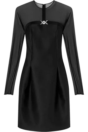 VERSACE Logo-plaque silk dress