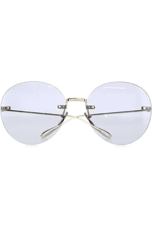 Gucci Floral-pendant round-frame sunglasses