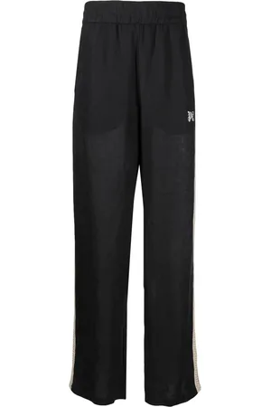 Palm Angels Logo-embroidered linen trousers