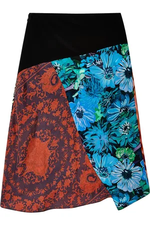 Marine Serre Asymmetric patchwork silk miniskirt