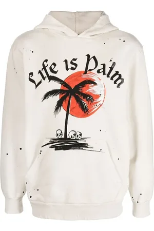 Palm Angels Slogan-print paint splatter hoodie