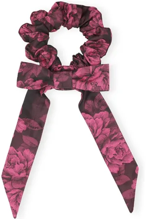 Ganni Floral-print ruched scrunchie