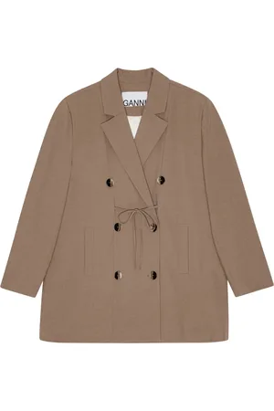 Ganni Double-breasted tie-fastening coat