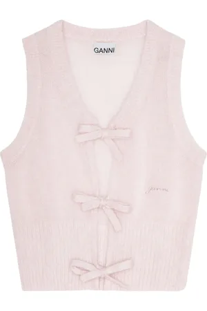 Ganni Bow-fastening knitted vest