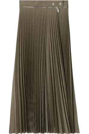 Burberry Fully-pleated wool-blend skirt