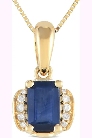 LB Exclusive 14kt yellow diamond and sapphire pendant necklace