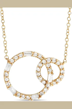 LB Exclusive 14K yellow Double Hoop diamond necklace