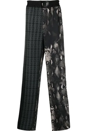 Roberto Cavalli Mix-print silk track pants