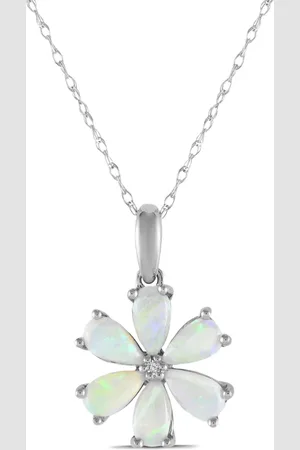 LB Exclusive 14kt white gold diamond and opal necklace