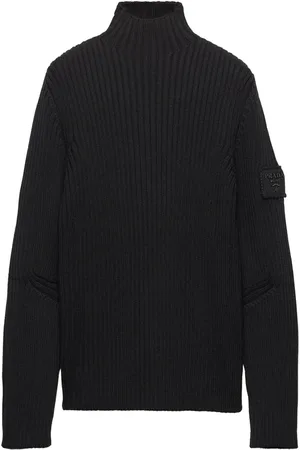 Prada Logo-patch ribbed knit wool sweater