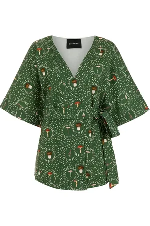 Olympiah Mushroom-print wrap top