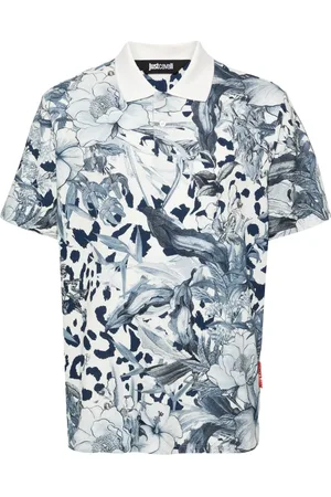Roberto Cavalli Floral-print cotton polo shirt