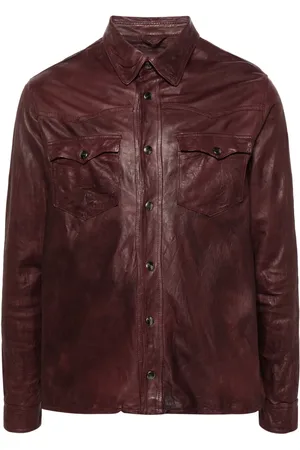 GIORGIO BRATO Crinkled-finish leather shirt