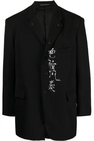 YOHJI YAMAMOTO Slogan-print single-breasted blazer